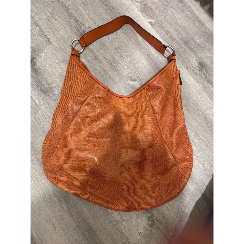 2012 Y2K Banana Republic Lucia Lizard Hobo Bag Orange Leather Shoulder Bag